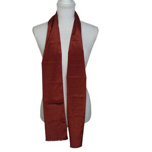 Vintage Ray Strauss Scarf 65" Length Stripe Rust Brown Color Fringe Fashion Belt